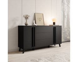 Meubella - Hydra - Dressoir - Zwart - 150x40x78 cm