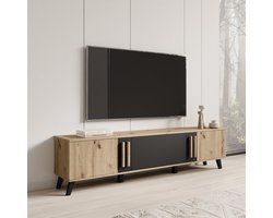 Meubella - Hydra - TV-Meubel - Eiken/Zwart - 180 cm