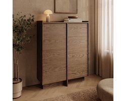 Meubella - Jaxon - Dressoir - Donker eikenpatroon - 102x38x128 cm