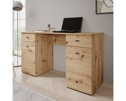 Meubella - Kano - Bureau - Eikenpatroon - 140x50x77 cm