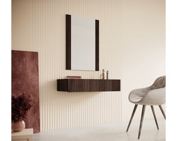 Meubella - Kaptafel Tartagal - Donkerbruin eiken - 80 cm - Met spiegel