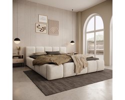 Meubella - Karisma - Tweepersoonsbed - Teddystof beige - 160x200 cm