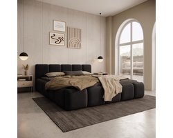 Meubella - Karisma - Tweepersoonsbed - Zwart velvet - 160x200 cm