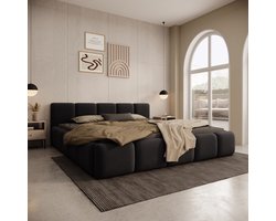 Meubella - Karisma - Tweepersoonsbed - Zwart velvet - 180x200 cm