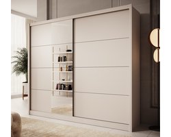 Meubella - Kledingkast Azul - Beige - 251 cm - Met spiegel