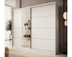 Meubella - Kledingkast Azul - Wit - 251 cm - Met spiegel