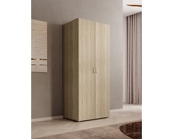 Meubella - Kledingkast Bernd - Licht eiken - 74 cm