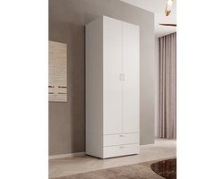 Meubella - Kledingkast Bernd - Wit - 74 cm - Met lades