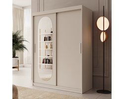 Meubella - Kledingkast Bodhi - Beige - 150 cm - Met spiegel