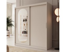 Meubella - Kledingkast Bodhi - Beige - 180 cm - Met spiegel