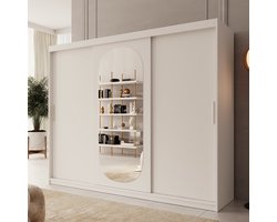 Meubella - Kledingkast Bodhi - Wit - 250 cm - Met spiegel