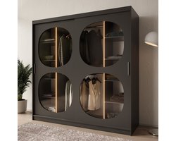 Meubella - Kledingkast Bravanti - Zwart - 200 cm