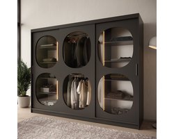 Meubella - Kledingkast Bravanti - Zwart - 250 cm