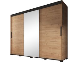 Meubella - Kledingkast Brazil - Eiken - 250 cm - Met spiegel