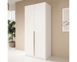 Meubella - Kledingkast Bruno 2 - Wit - 100 cm