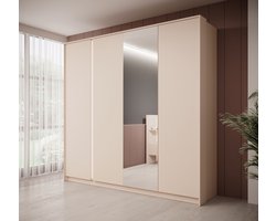 Meubella - Kledingkast Desert - Beige - 220 cm - Met spiegel