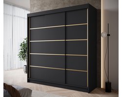 Meubella - Kledingkast Eagle - Zwart - 200 cm