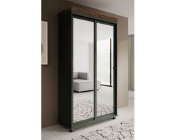 Meubella - Kledingkast Eric - Groen - 120 cm - Met spiegel