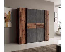 Meubella - Kledingkast Kassel - Old wood - Grijs - 200 cm