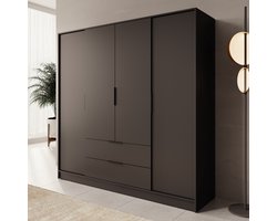 Meubella - Kledingkast Kellan - Zwart - 206 cm