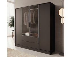 Meubella - Kledingkast Knox - Zwart - 206 cm