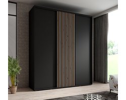 Meubella - Kledingkast Leandro - Zwart - 200 cm