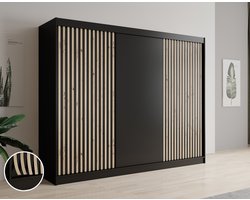 Meubella - Kledingkast Lisbon - Zwart - 250 cm