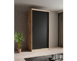 Meubella - Kledingkast Luxor - Zwart - Eiken - 100 cm