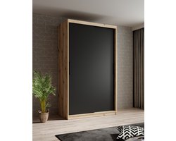 Meubella - Kledingkast Luxor - Zwart - Eiken - 120 cm