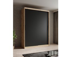Meubella - Kledingkast Luxor - Zwart - Eiken - 150 cm