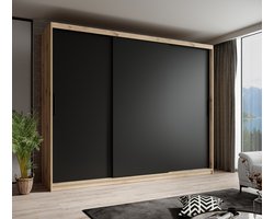 Meubella - Kledingkast Luxor - Zwart - Eiken - 250 cm
