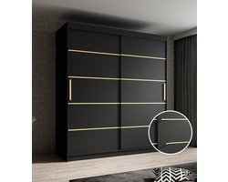 Meubella - Kledingkast Malavi - Zwart - 180 cm