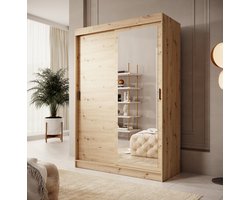 Meubella - Kledingkast Mammock 1 - Eiken - 150 cm - Met spiegel