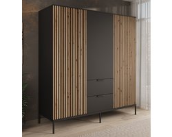 Meubella - Kledingkast Marbella - Zwart - 185 cm