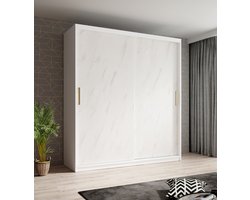 Meubella - Kledingkast Marmer - Wit - 180 cm