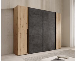 Meubella - Kledingkast Nassau - Eiken - Grijs - 270 cm