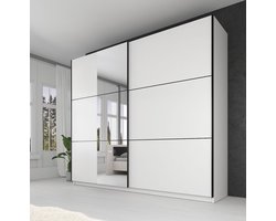 Meubella - Kledingkast Samantha - Wit - 236 cm - Met spiegel