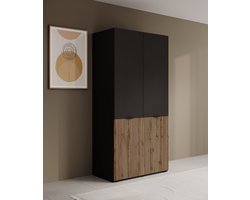 Meubella - Kledingkast Shelton - Zwart 1 - 101 cm