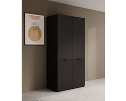 Meubella - Kledingkast Shelton - Zwart 2 - 101 cm