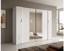 Meubella - Kledingkast Stoke 2 - Wit - 270 cm - Met spiegel
