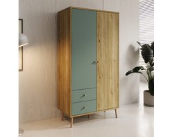 Meubella - Kledingkast Wally - Groen - 95 cm