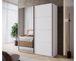 Meubella - Kledingkast Zapata - Wit - 170 cm - Met spiegel