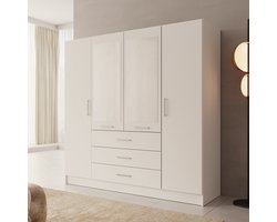 Meubella - Komodo - Kledingkast met 4 deuren - Wit - 200x61x201 cm