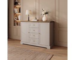 Meubella - Kresto - Dressoir - Beige/Eikenpatroon - 125x46x91 cm