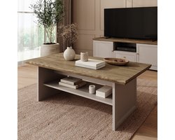 Meubella - Kresto - Salontafel - Beige/Eikenpatroon - 125x65x48 cm