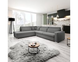 Meubella - Kristina - Hoekbank 5-zits - Grijs velvet - Links