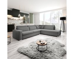 Meubella - Kristina - Hoekbank 5-zits - Grijs velvet - Rechts