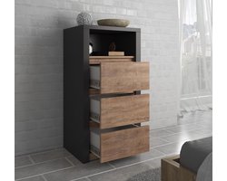 Meubella - Ladekast Monaco - Eiken - Grijs - 50 cm