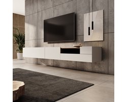 Meubella - Lavar - TV-meubel - Wit/Eiken - 269x41x32 cm