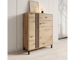 Meubella - Lazuli - Schoenenkast - Eikenpatroon - 87x40x110 cm